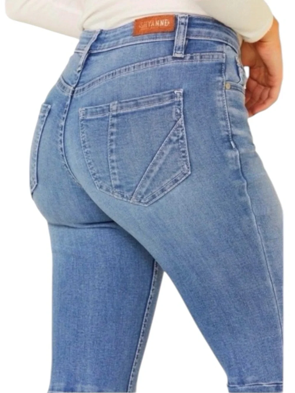 Shyanne Medium Wash Blue Flare Ripped Style Jeans Stretchy Comfortable W28X36L - Picture 12 of 16